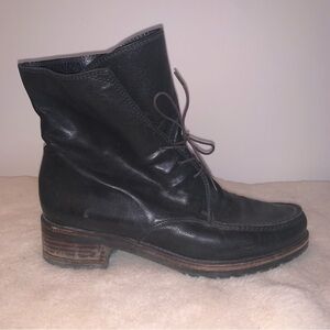 Stuart Weitzman Black Lace Up Boots with Rugged Style